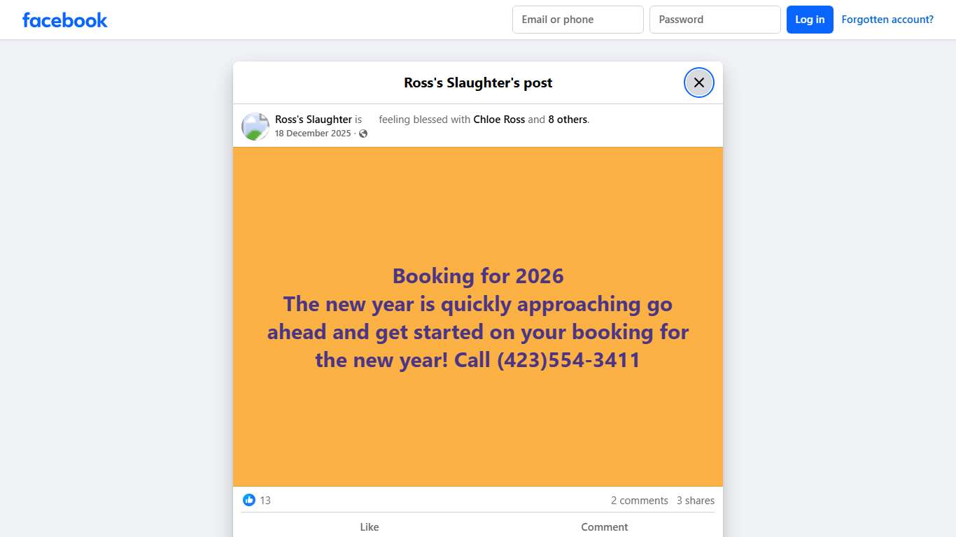 Booking for 2026 The new year is... - Ross's Slaughter | Facebook